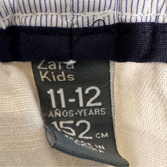 Zara Girls Linen Blend Pants Sz 11-12 Years Roll Tab Leg Pockets NWOT - Picture 3 of 16